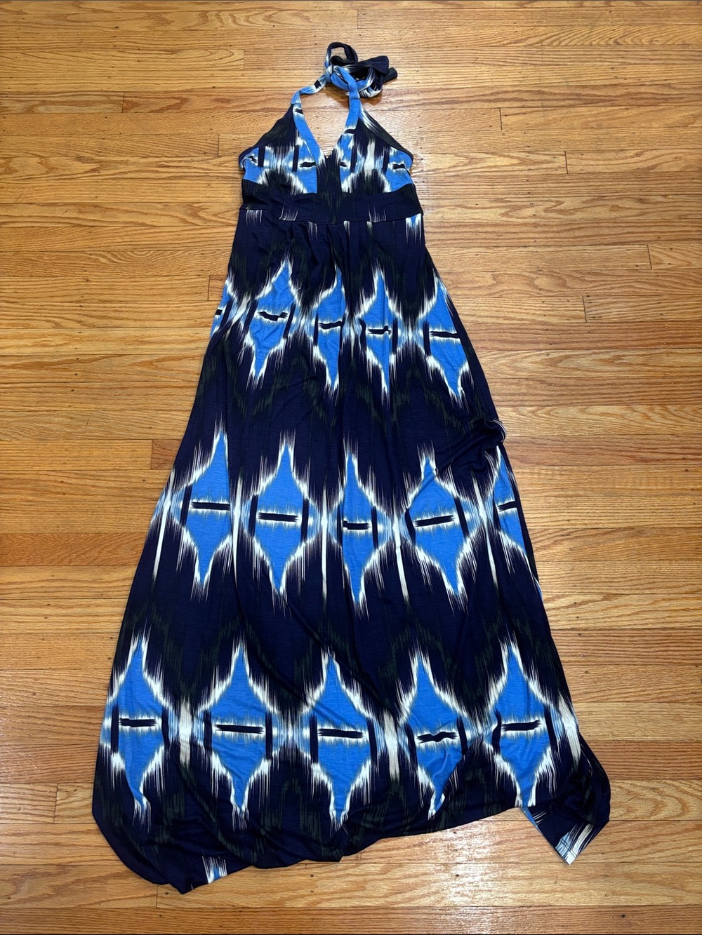 Banana Republic Blue and White Halter Maxi Dress